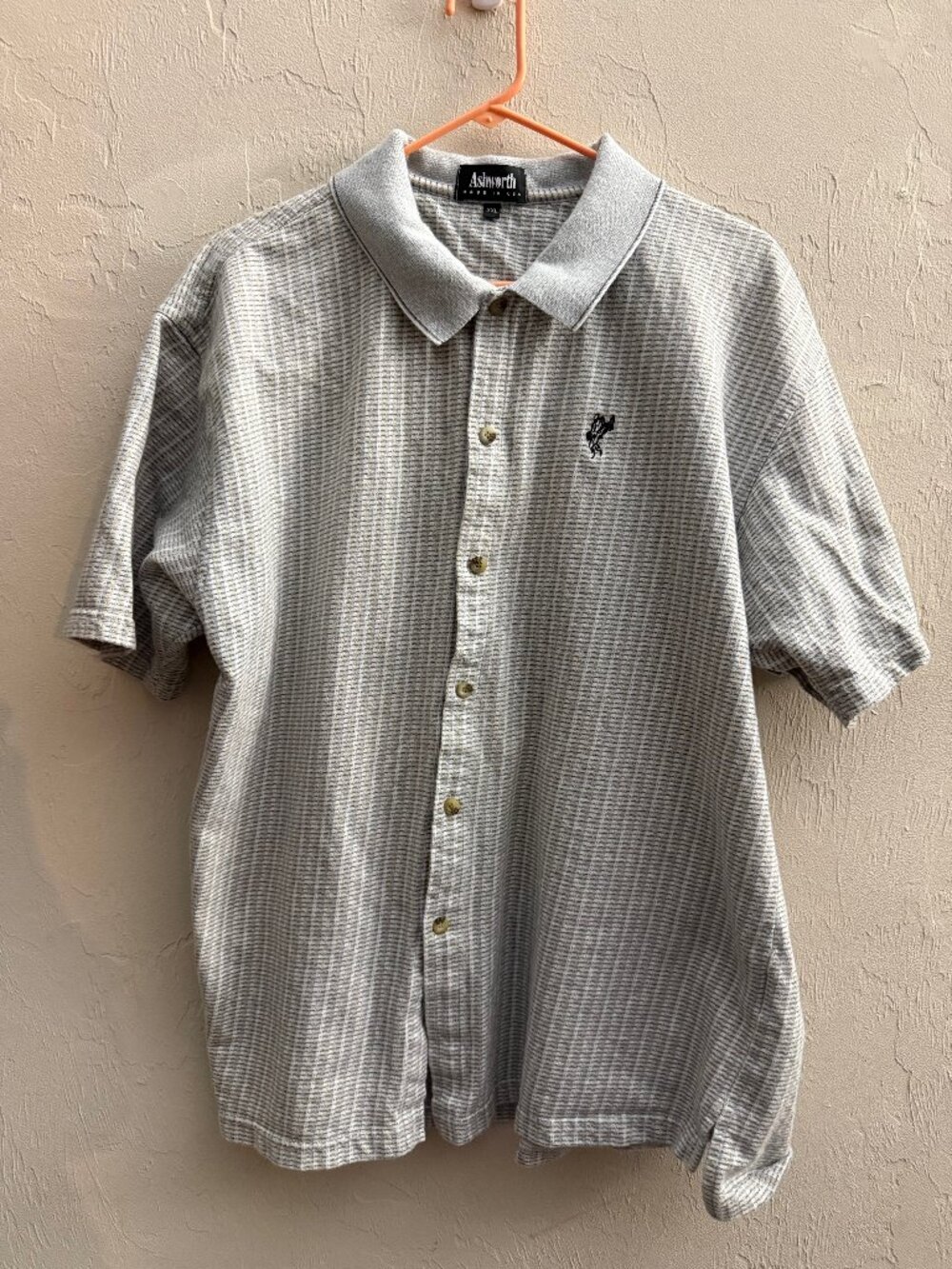 Vintage Ashworth Men's XXL Gray 100% Cotton Golf Polo Made in USA
